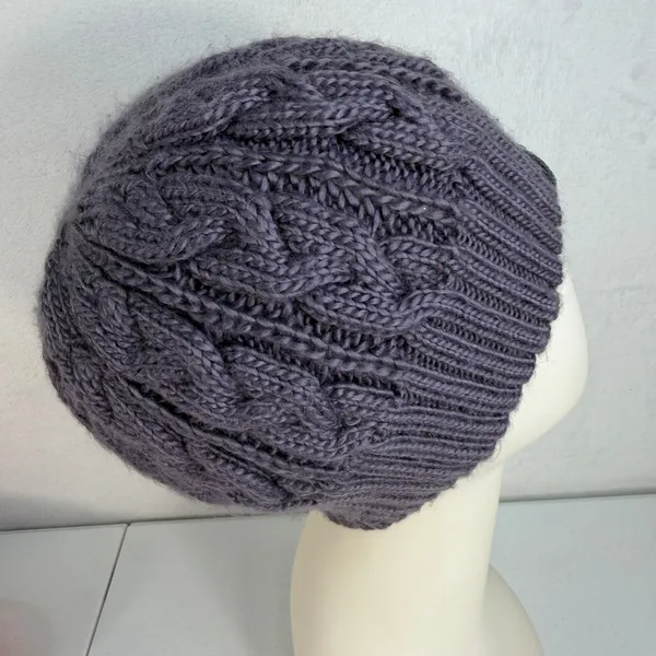 Adidas OSFM Beanie Hat Cable Knit Logo Patch Acrylic Purple‎ Gorpcore Outdoor - Image 4