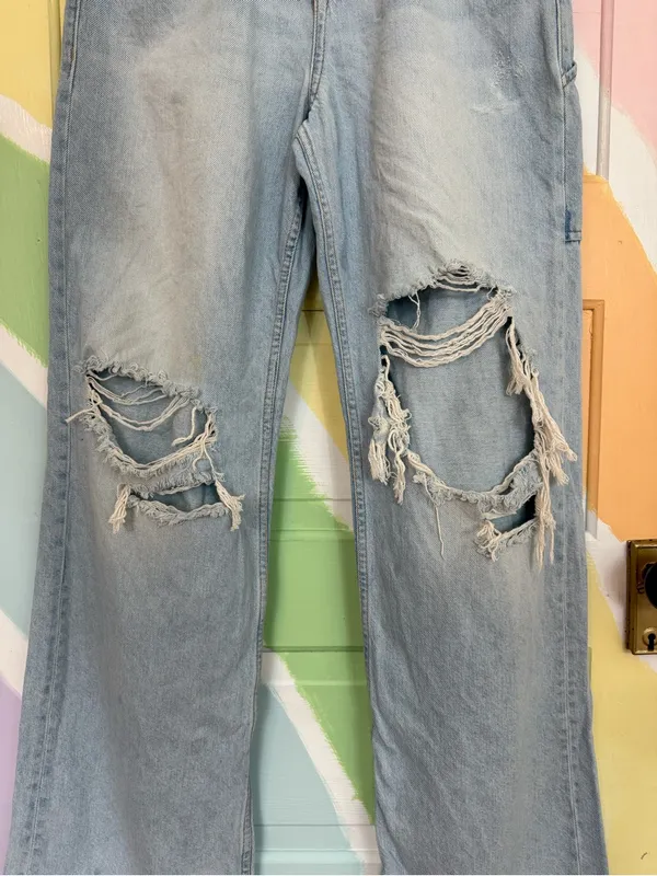 We The Free Tinsley Baggy High Rise Straight Distressed Jeans Sz 28 🧡🍄 - Image 2