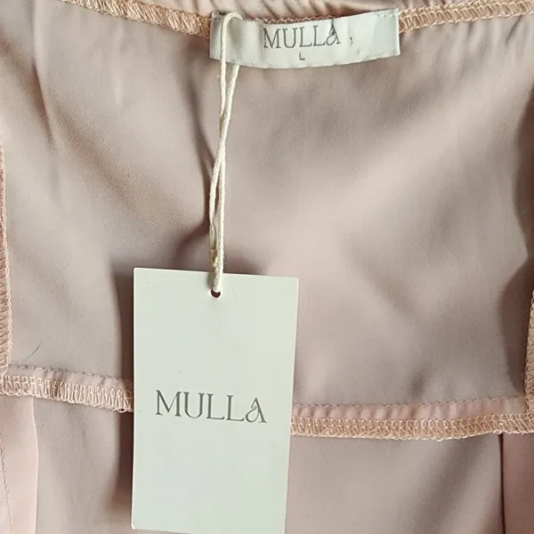 Mulla Womens Wrap Balletcore‎ Dress Blush Pink Ruffle High Low Large - Image 2