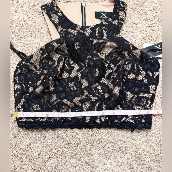 Xscape Black Lace Halter Crop Top – New With Tags - Image 4