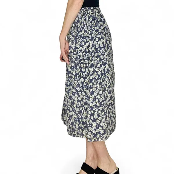 Caslon Grey & Yellow Floral Prairie Cottage Bohemian Midi Skirt - Image 4