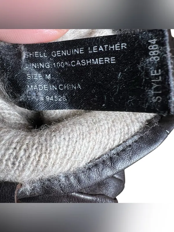 Leather Gloves Cashmere Lined Women’s Dark Brown Size Medium Short Length Soft - Image 6