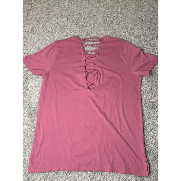 Victoria's Secret L PINK Nation Lace Up Short Sleeve T-Shirt Pink - Image 5