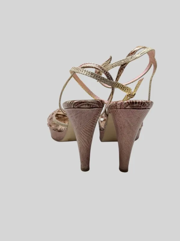 BCBGirls Rose Gold Textured Strappy Platform Heels - Image 5