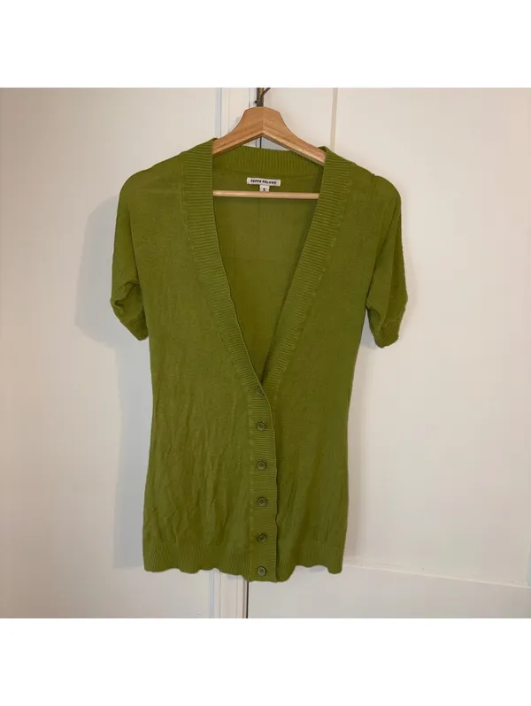 Peppe Peluso $168 Woman’s S Green Short Sleeve Button-Up Cardigan Shirt Size S - Image 3