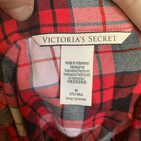 Victoria’s Secret red and black plaid lumberjack M flannel button down shirt - Image 3