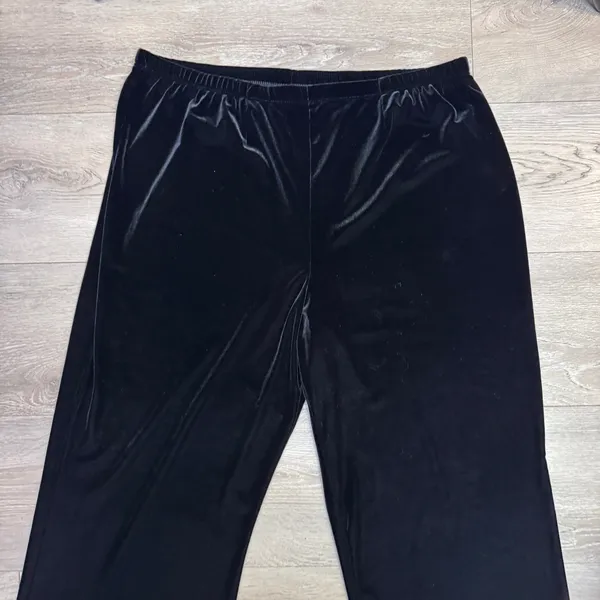 White‎ Stag Black Velvet Wide Leg Pants Womens XL Stretch Elastic Waist Casual - Image 4