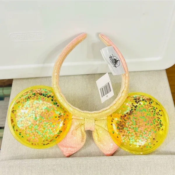 Disney Parks Shanghai Disneyland yellow glitter Minnie Mouse Ears headband - Image 3