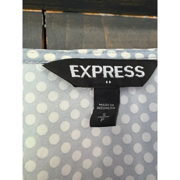 Express‎ Women's Polka Dot Top Blouse Gold Zipper Detail Short Sleeve - Image 5
