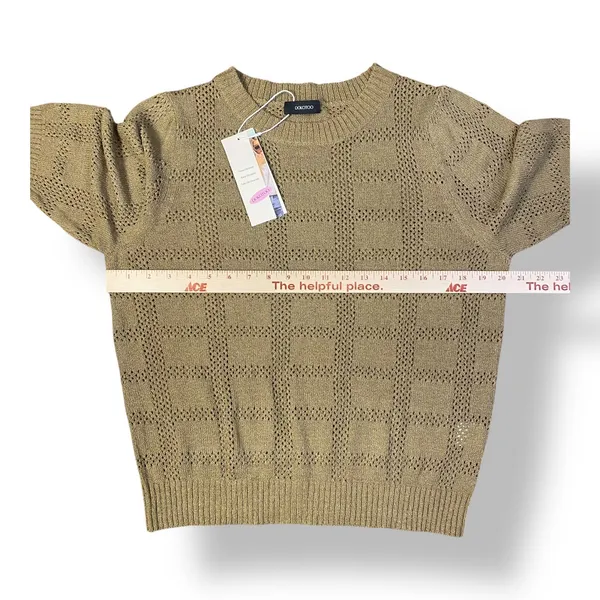 Dokotoo‎ NWT 3/4 Sleeve Scoop Neck Knit Blouse Womens Size L Brown - Image 4