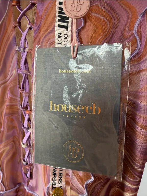 NWT House of CB Dylan Purple Printed Mesh Lace Up Mini Dress Size‎ 4 - Image 8