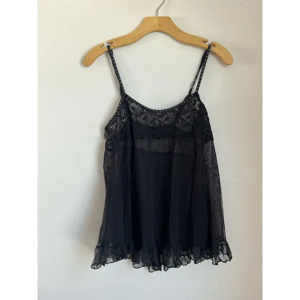 Source Unknown Whimsigoth Sheer Lace Babydoll Tank Goth Grunge Fairycore Top Size S/M - Image 6