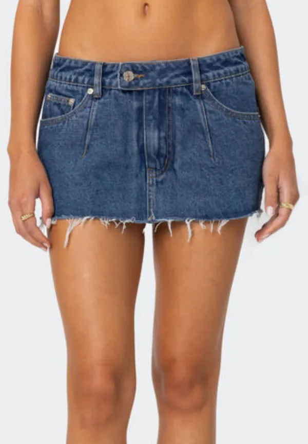 Edikted Clementine Low Rise Denim Micro Skort  - Image 2