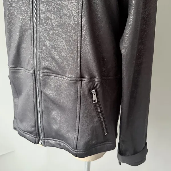 Grace & Lace Black Faux Leather Jacket Women’s Large Zip Moto Style - Image 3