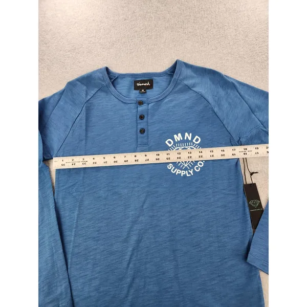NWT Diamond Supply Co. Womens Sz XSMALL Washed Blue Henley‎ Long Sleeve Shirt XS - Image 5