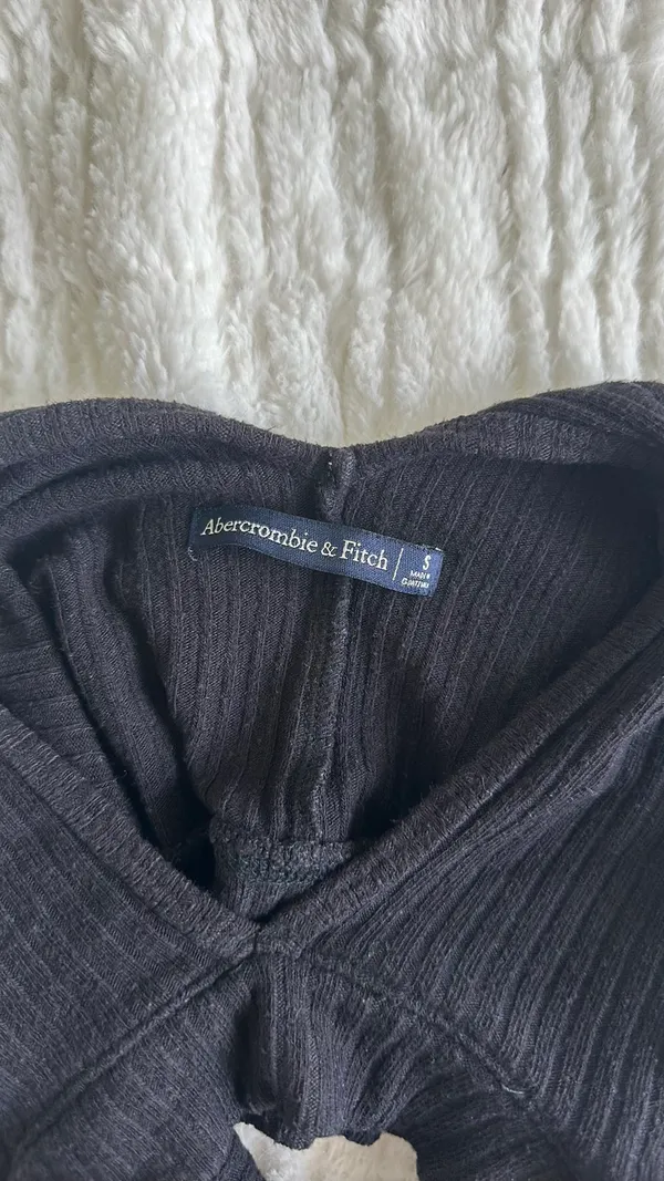 Abercrombie Black High Neck Crop Top - Image 2