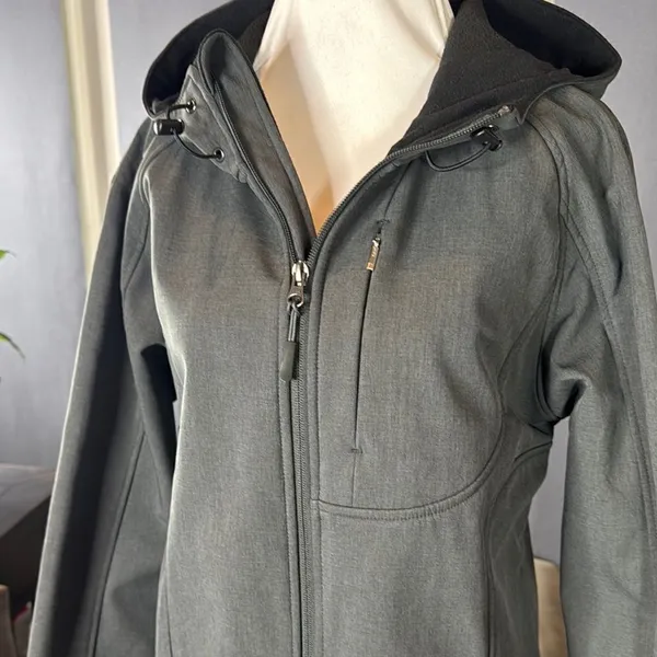 Women’s Dark Gray Ski Jacket with Hood Slim Fit Size M - Image 2