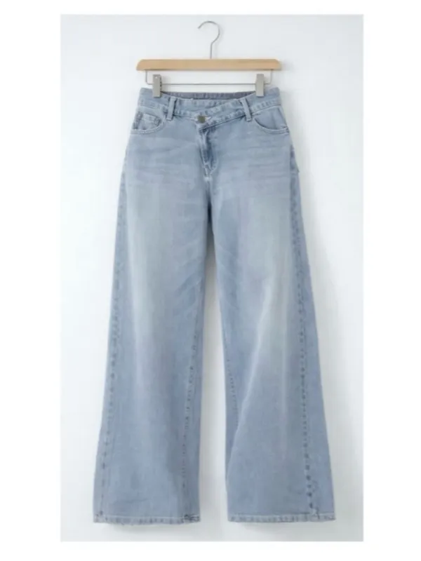 HALARA Flex™ Asymmetric Low Rise Zipper Pockets Baggy Wide Leg Jean Light Azure - Image 3