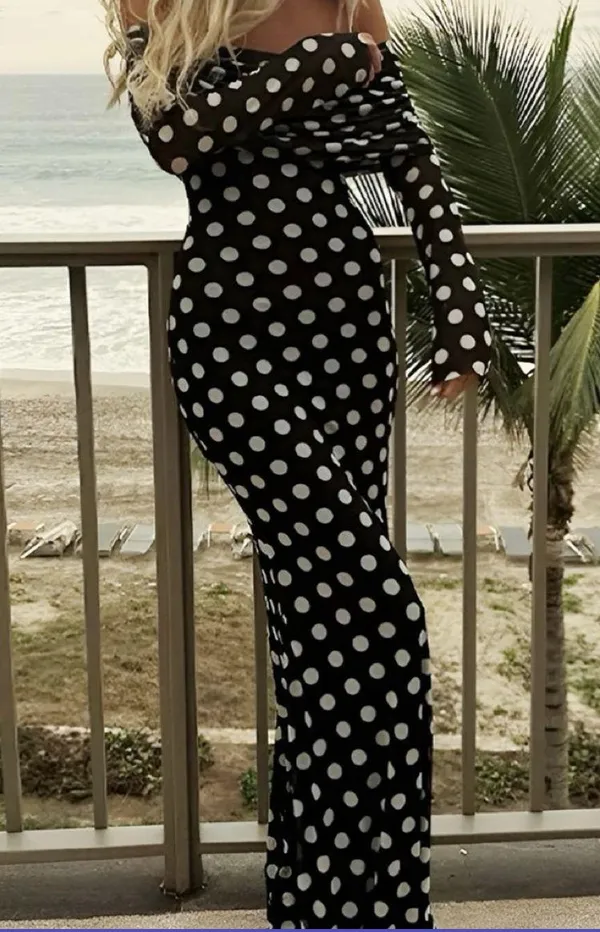 Polka Dot Dress Black - Image 2