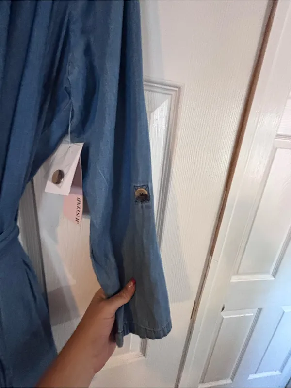 JustFab Light Blue Denim Shirt Jacket - Image 6