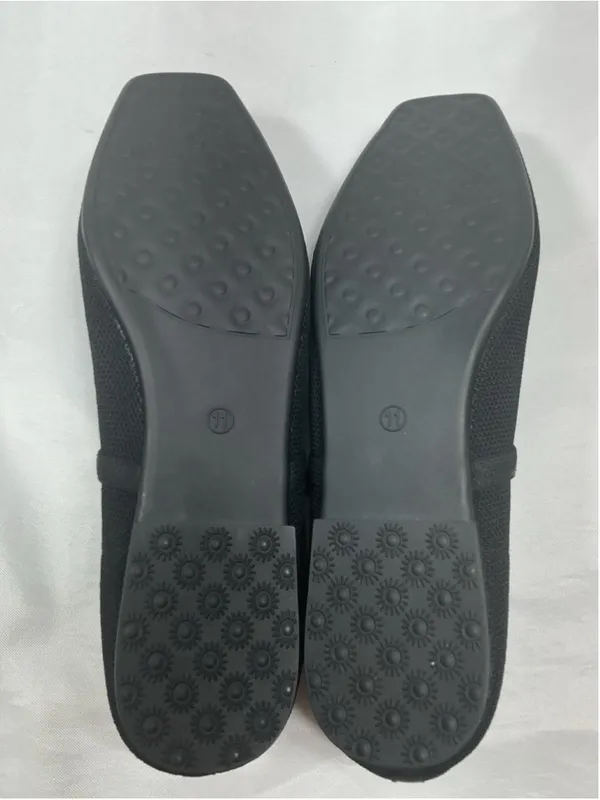 Athmile Women’s Slip On Mary Jane Flats 11 Black Mesh Square Toe Strap Solid - Image 6