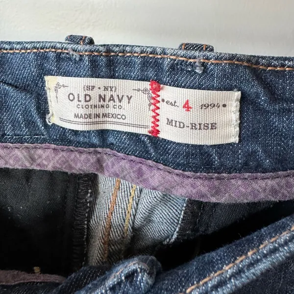 Vintage Old Navy Wide Leg Dark Rinse Denim Mid Rise Flare Wide Leg Jeans Sz 4 - Image 3
