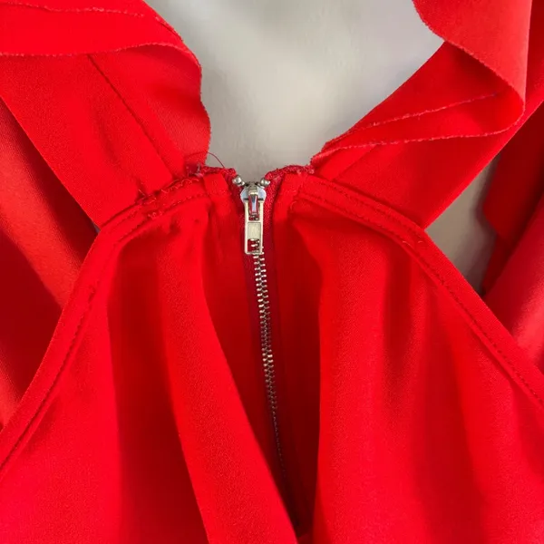 Red Ruffle V Neck Sleeveless Crop Top Back Zip‎ XS Whimsygoth Chic Club Attire - Image 6