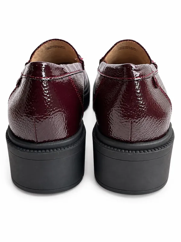 NYDJ Burgundy Patent Leather Chunky Lug Sole Loafers - Image 3