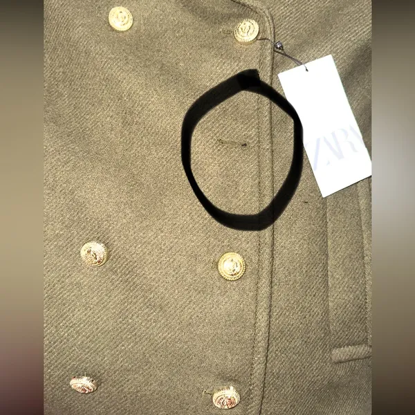 NWT ZARA WOOL BLEND DOUBLE-BREASTED COAT KHAKI Green Bloggers Fave Oversize READ - Image 14
