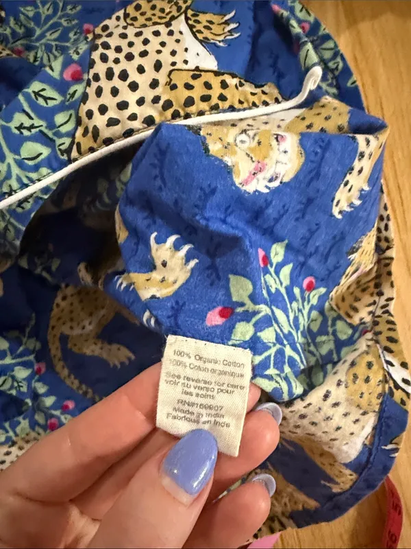 Printfresh Bagheera Leopard Print Blue Organic Cotton Pajama Top Sz M - Image 5