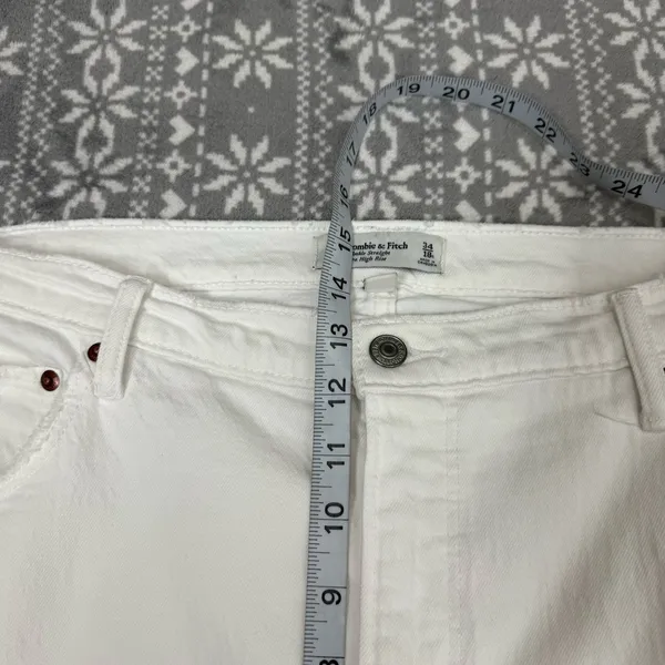 Abercrombie & Fitch Curve Love The Ankle‎ Straight Ultra High Rise White 34/18 - Image 11