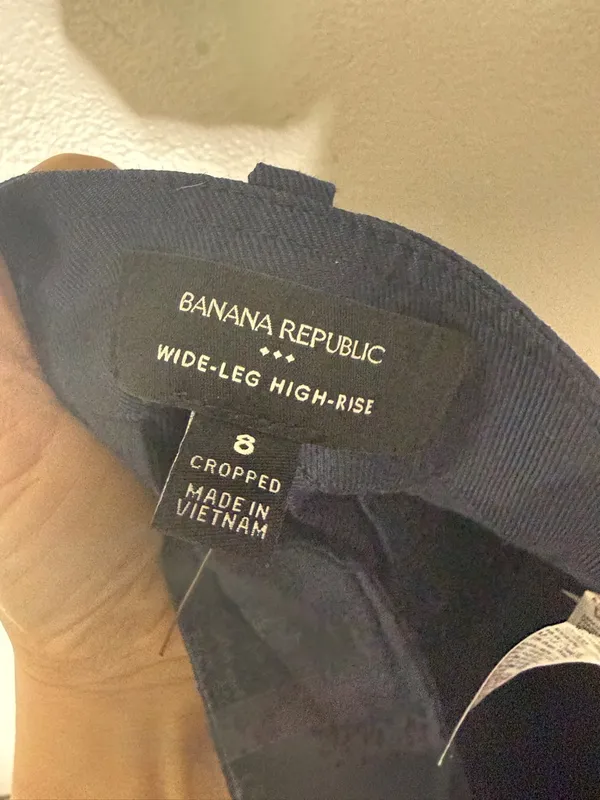 banana republic Factory Wide Leg High Rise Cropped Navy Pants Size 8‎ - Image 5