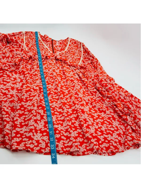 Free People Floral Mini Baby Doll Dress, Size M, Orange and White - Image 8