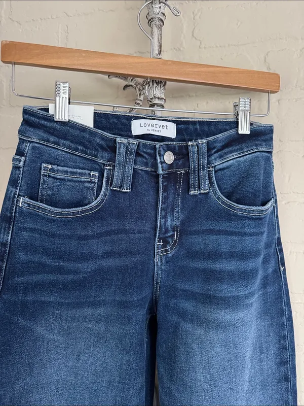 Lovervet Wide Leg Dark Wash high rise Jeans denim new 25 - Image 2