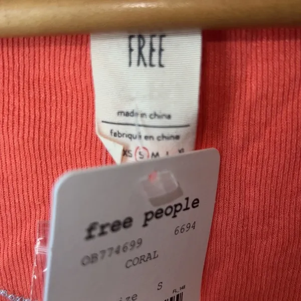 NWT Free People We The Free Star Henley Top Long Sleeve Orange Women's Small - Image 3