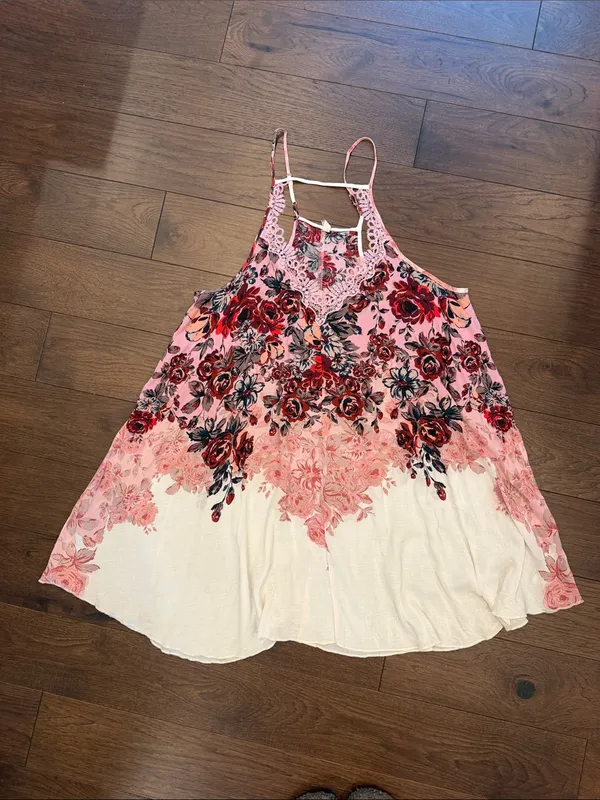 Intimately by Free People Floral Haze Lace Trim Mini Slip Dress Large - C61-105 - Image 2