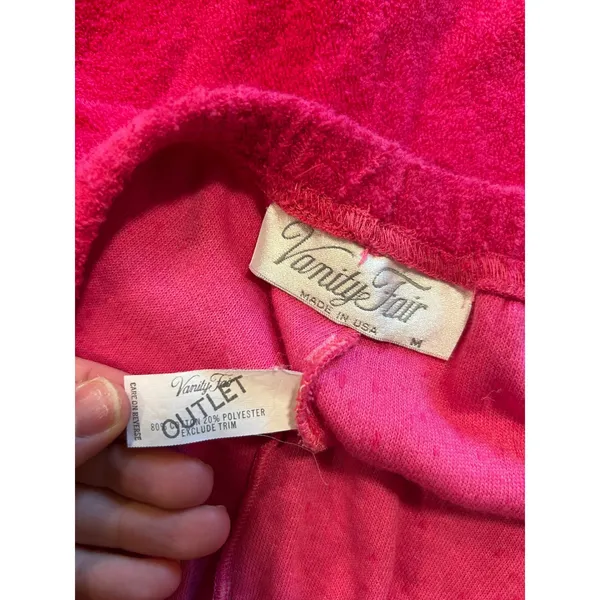 Vintage Vanity Fair Pink Terry Cloth Lounge Set Shorts Top Made in USA Medium - Image 6