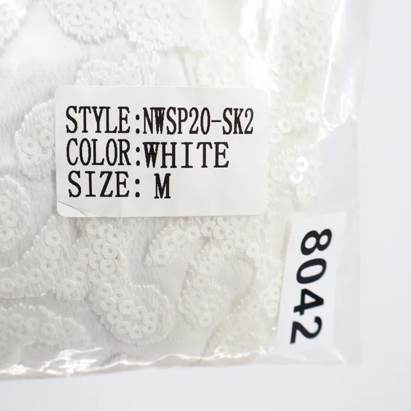 Naked Wardrobe The Statement White Sequin Lace Pleated Ruffle Mini Skirt - Image 6