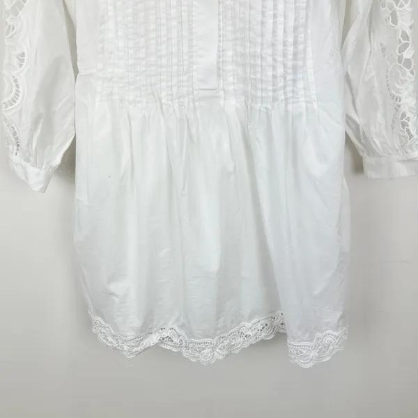 Madewell Pintucked Eyelet Mini Dress Boho Cotton Cottagecore White XXS NWT - Image 15