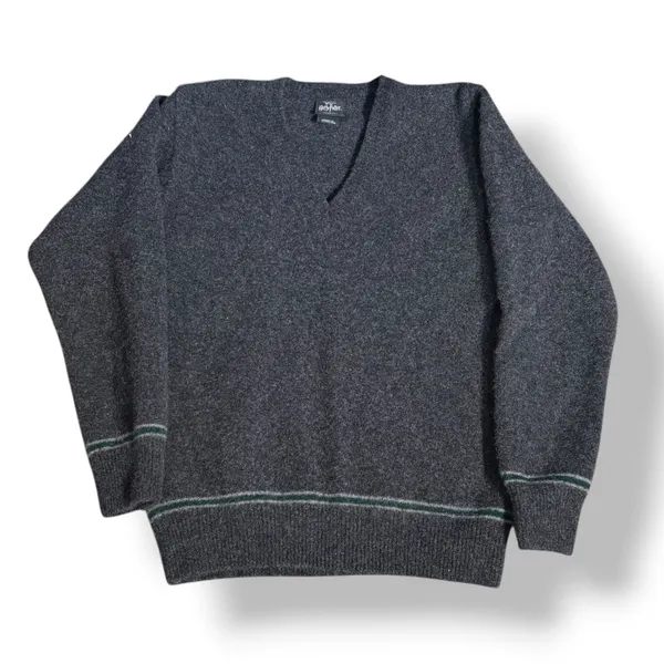 Harry Potter Lambswool Slytherin Sweater Grey Green Made In Scotland Small‎ Prep - Image 9