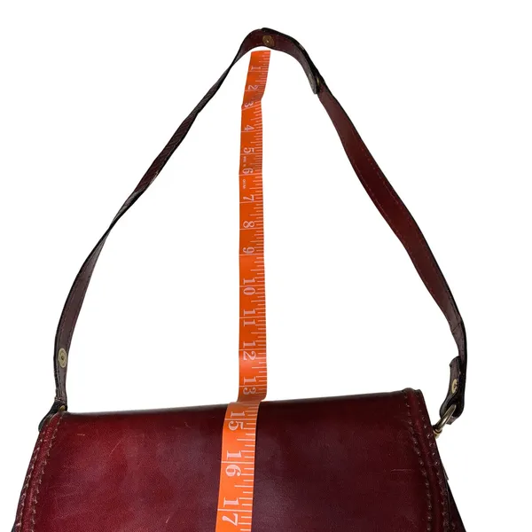 Maca Oxblood Leather Saddle Bag Crossbody Turn Lock Made in Italy Vintage - Image 10