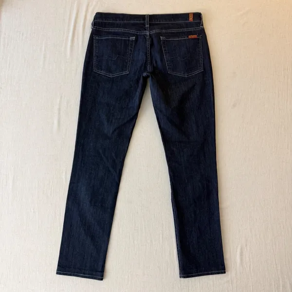 7 For All Mankind Roxanne Slim Illusion Skinny Jeans Womens 31 Dark Wash Denim - Image 2