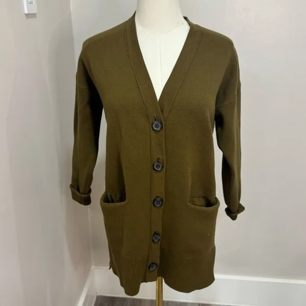 Madewell‎ Miller Olive Green Women's cardigan oversized long Size XS - Image 2