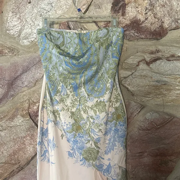 Commense Monet Floral Print Split Midi Dress size Medium Green - Image 4