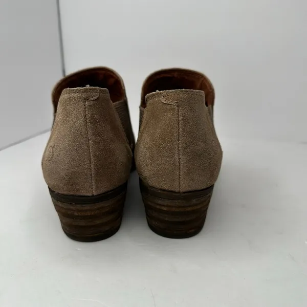 Born Suede Ankle Booties Size 10 Womens Taupe Chelsea Block Heel Shootie Western - Image 4
