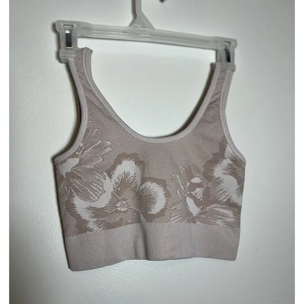 Aerie OFFLINE‎ Seamless Blush Pink Floral Sports Bra Size M - Image 2