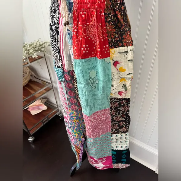 Kathmandu Imports NWT Kantha Patchwork Wide Leg Drawstring Pants ~ One Size Fits Most - Image 6