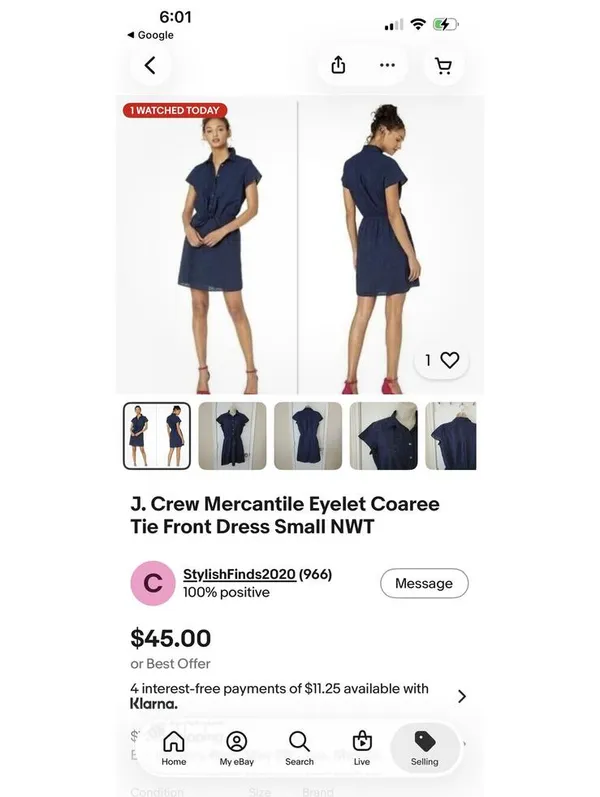J. Crew Mercantile Eyelet Coaree Tie Front Dress Small - Image 5