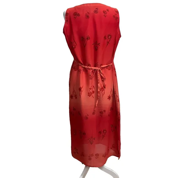 M.H.M. Melissa Harper Dress Red Floral Ombre Chiffon‎ Vtg Y2K Party Wedding 10 - Image 2