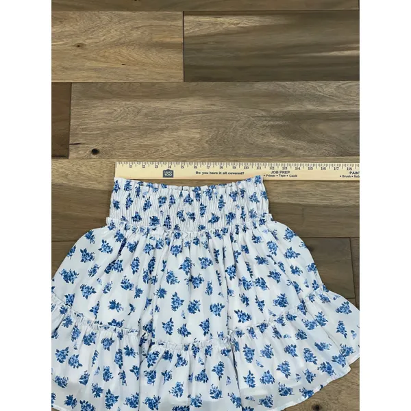 Altar’d State Skirt White Blue Floral Flowy Size L - Image 3